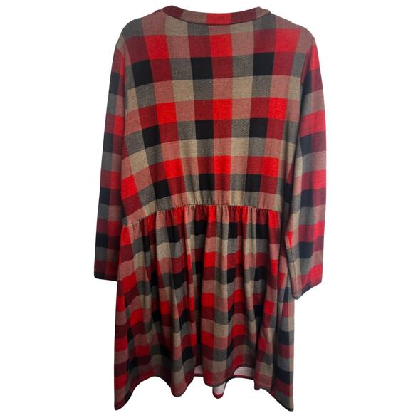 Modcloth Dress Women Plus Size 2X? Red Check Knit Shift Dress Pockets Academia - Picture 8 of 8